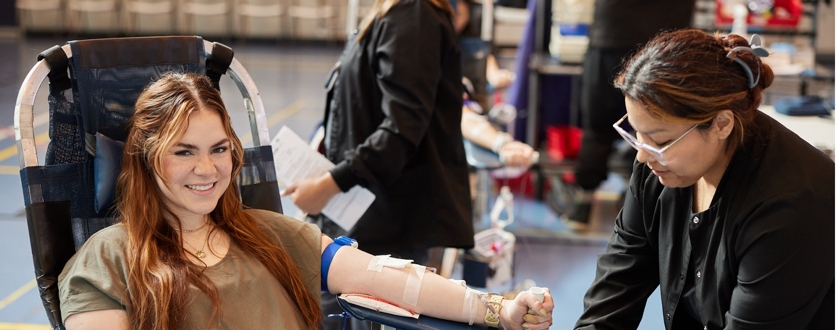 Photo of a patient giving blood